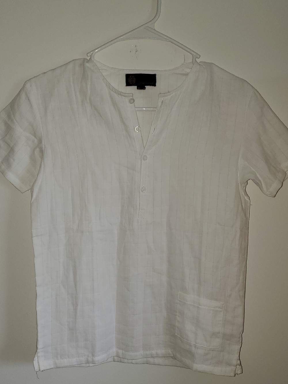 Little Cocoon Size 10 Children's White Short-Sleeve Quarter Button Henley Shirt